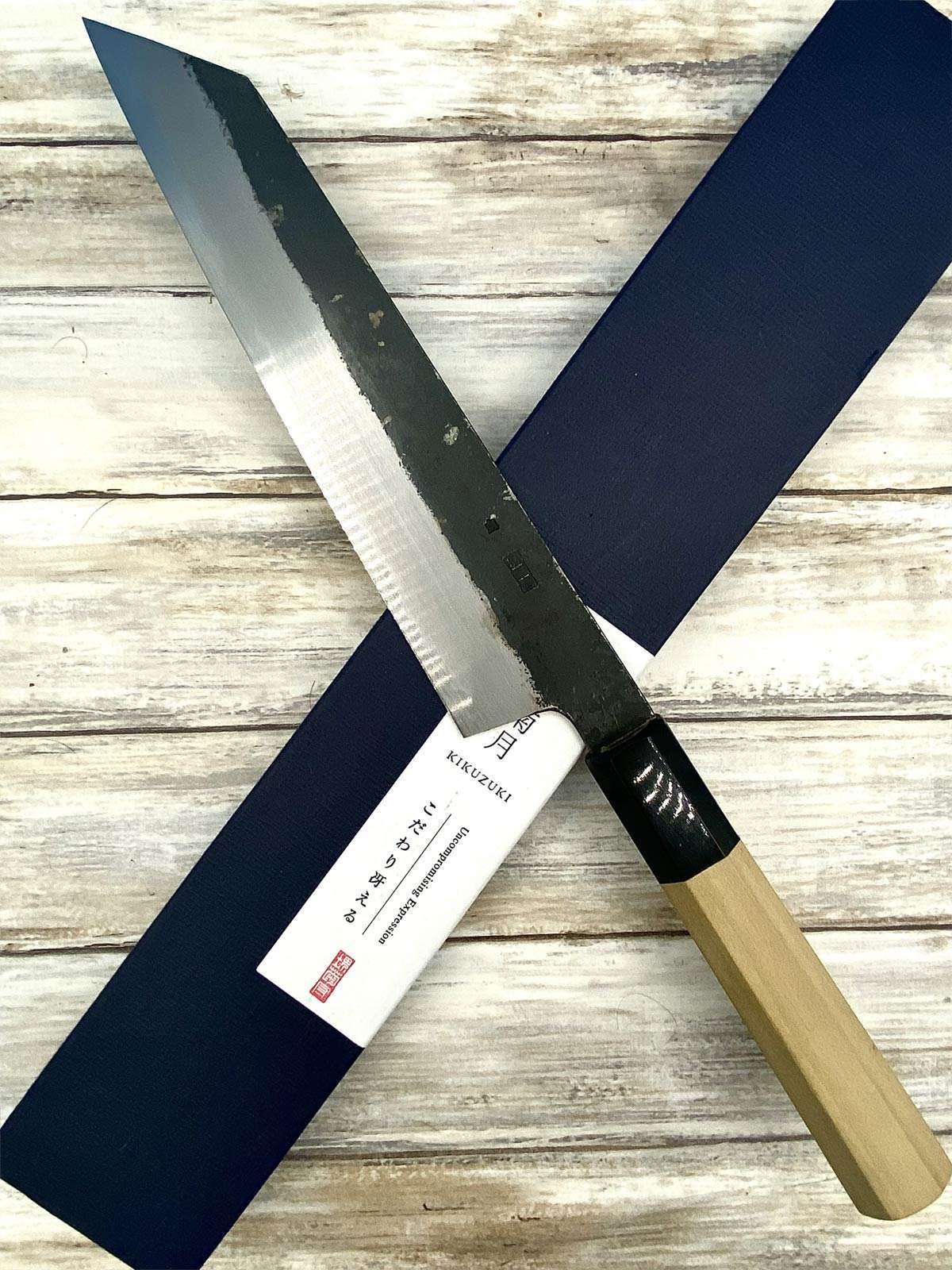 couteau Japonais sakai kikumori kiritsuke shirogami2 kikuzuki kuro 21 cm