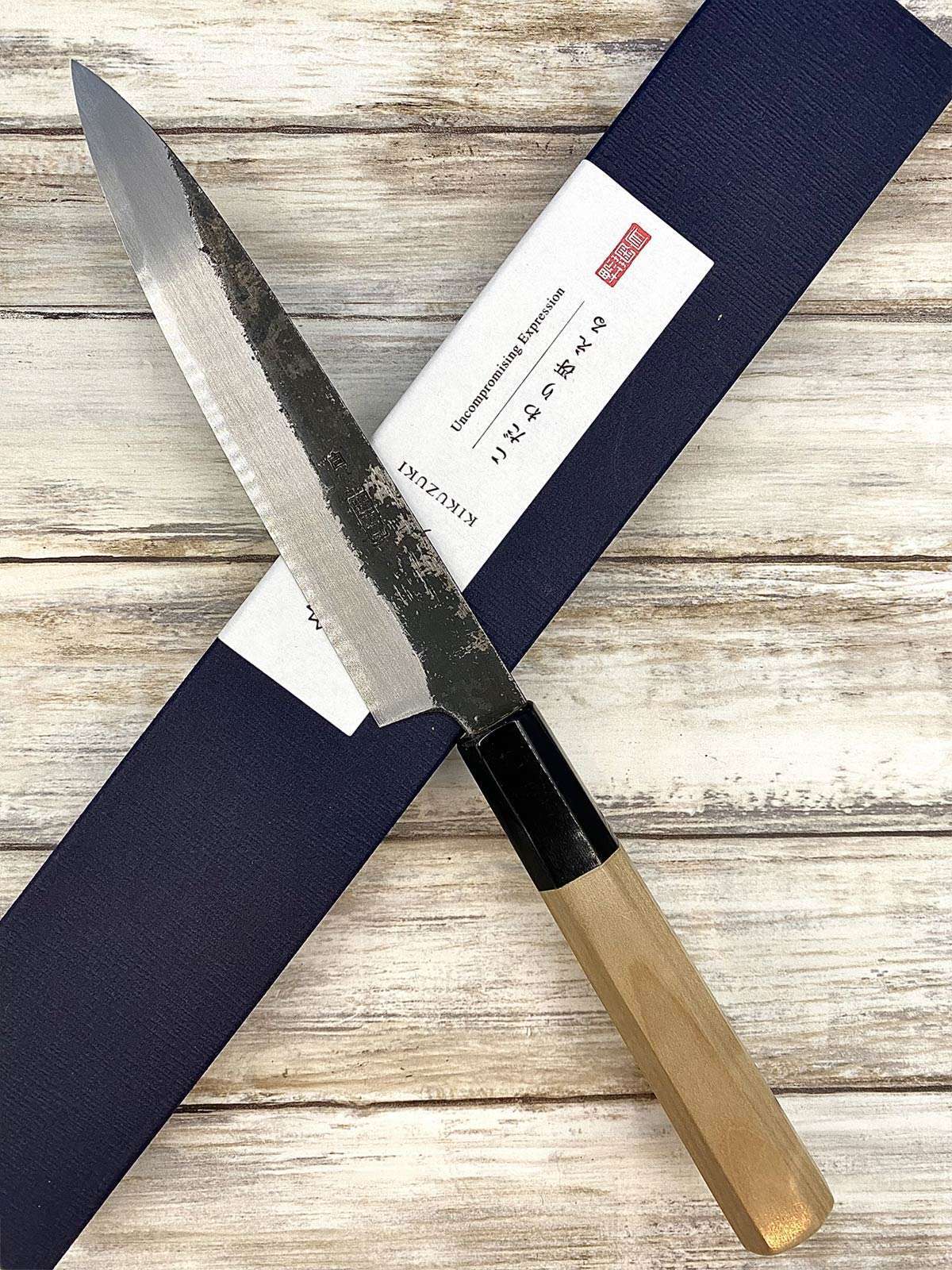couteau Japonais sakai kikumori petty shirogami2 kikuzuki kuro 15 cm