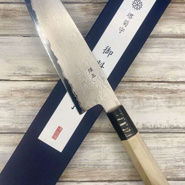 couteau Japonais sakai kikumori santoku ginsan damas 165 mm