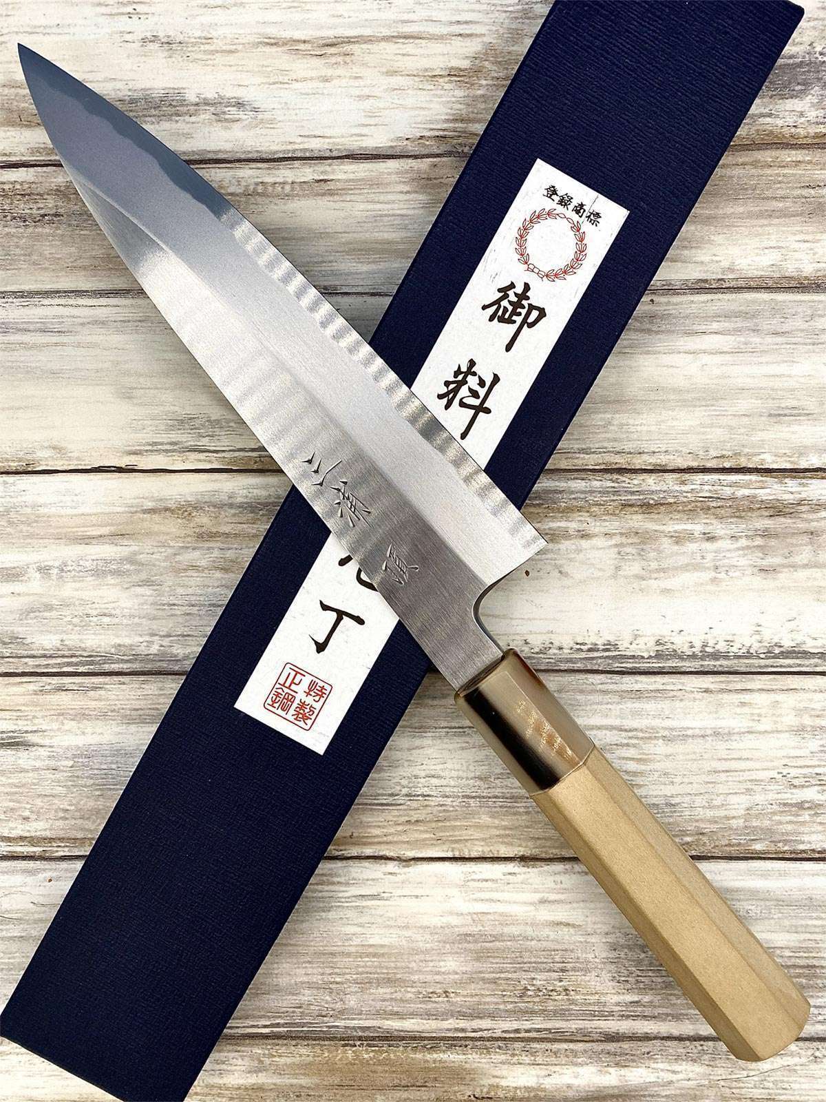 couteau Japonais gyuto yoshikazu tanaka shirogami2 21 cm shinogi single bevel magnolia