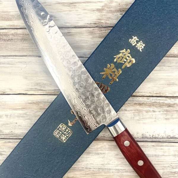 couteau Japonais suisin santoku vg10 damascus wine 18 cm