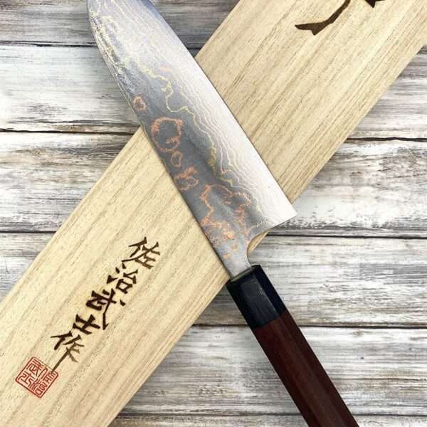 couteau Japonais takeshi saji santoku 18cm aogami2 rainbow