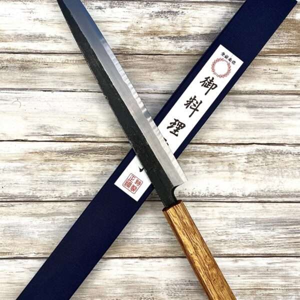couteau Japonais yanagiba yoshikazu tanaka shirogami2 27 cm kurouchi chene