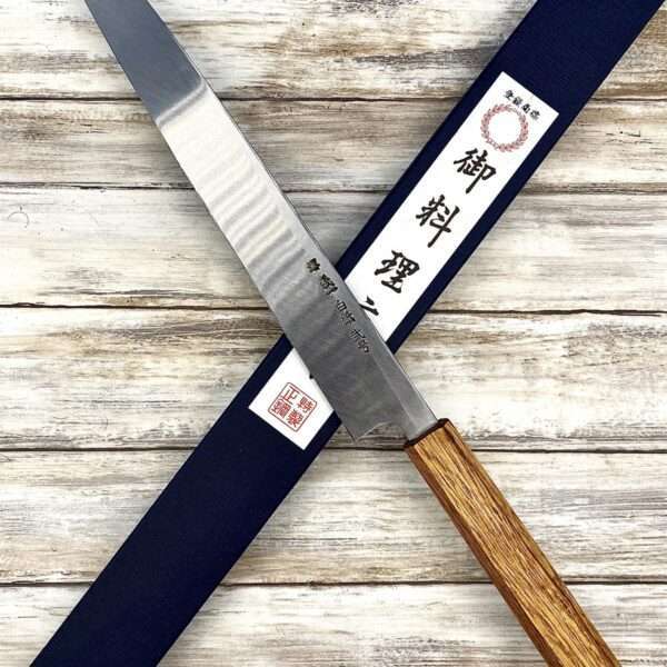 couteau Japonais yanagiba yoshikazu tanaka shirogami2 27 cm kurouchi chene