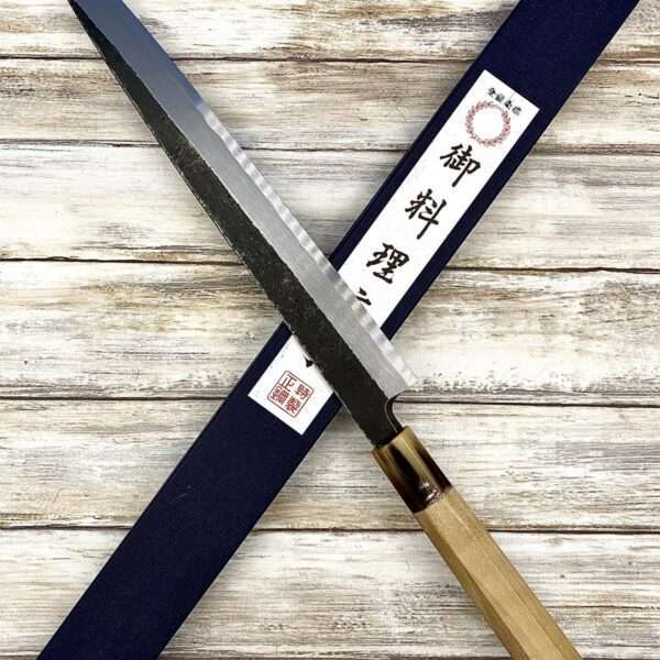 couteau Japonais yanagiba yoshikazu tanaka shirogami2 27 cm kurouchi magnolia