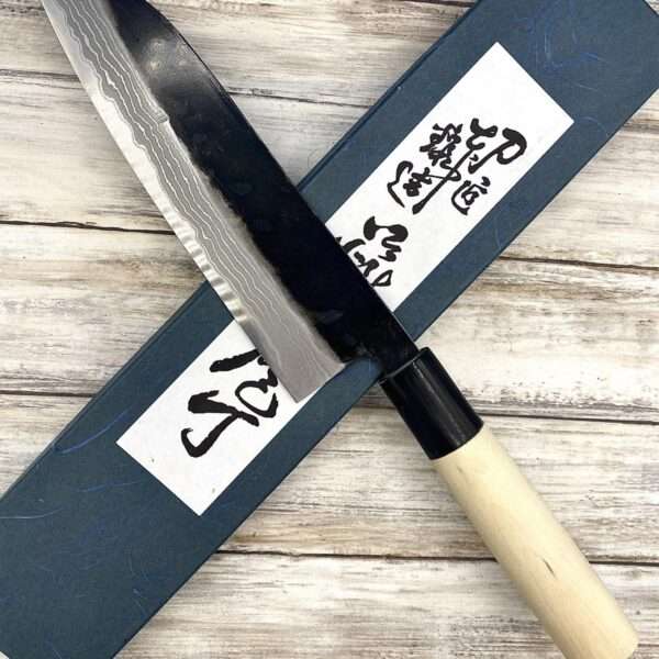 Couteau Japonais Santoku shirogami2 damas kurouchi 16,5cm