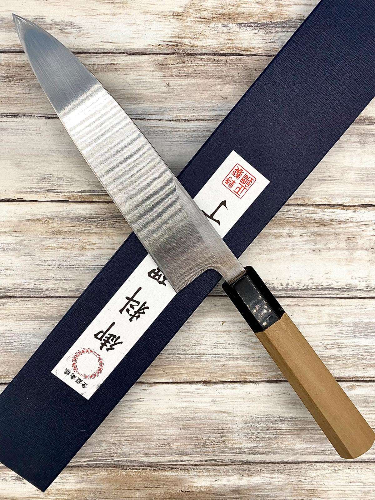Acheter un Couteau artisanal Japonais Miroshi Deba Shirogami#2 18 cm en chêne à Paris meilleur vente de couteaux de cuisine nippon grande marque de qualité