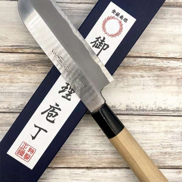 Acheter un Couteau Japonais artisanal Mentori Shirogami2 droitier à Paris meilleur vente de couteaux de cuisine nippon grande marque de qualité