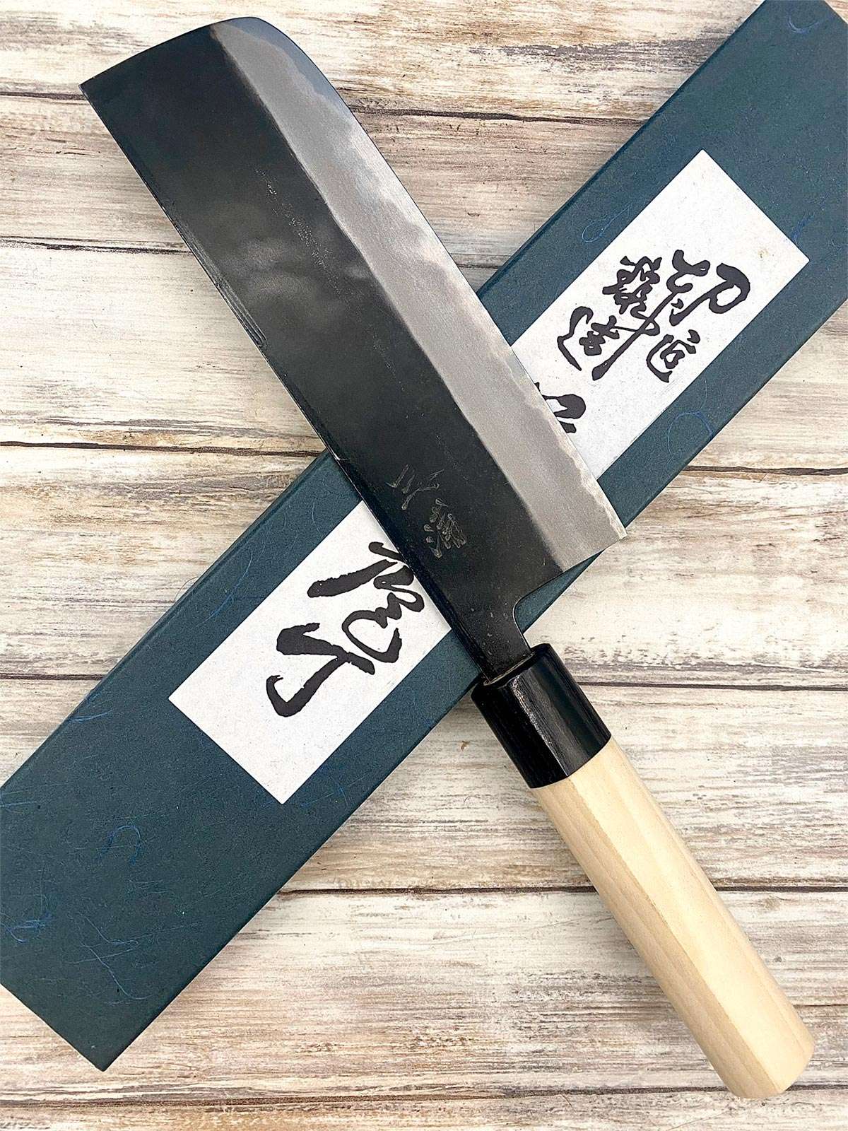 Couteau artisanal Japonais Nakiri Shirogami#1 16,5 cm - Kurouchi - Couteau  Nippon