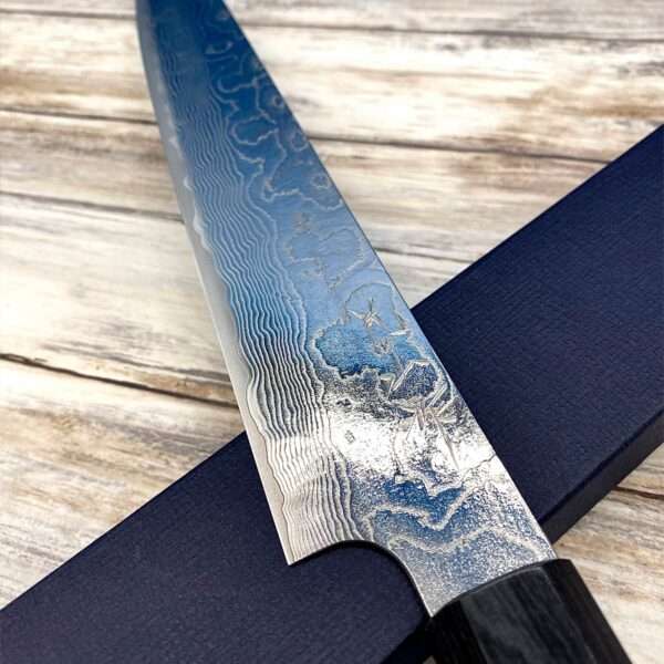 Acheter un Couteau artisanal Japonais Yuta Katayama Sujihiki damas diamanté manche en bois à Paris large choix de couteaux de cuisine grande marque