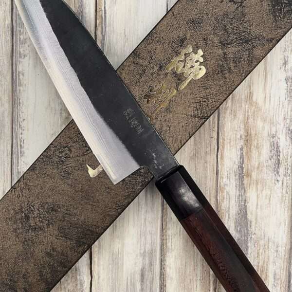 couteau artisanal santoku aogami super kurouchi gauche