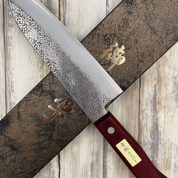 Couteau artisanal Japonais Santoku aogami super droit