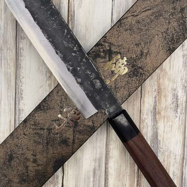 Couteau artisanal Japonais Nakiri aogami super gauche