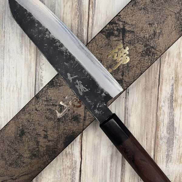 Couteau artisanal Japonais Bunka Aogami Super Kurouchi 18cm droit